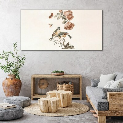 Foto op canvas Vogels en bloemen in harmonie