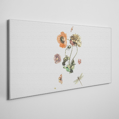 Foto op canvas Bloemmotieven met insecten