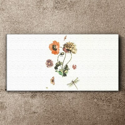 Foto op canvas Bloemmotieven met insecten