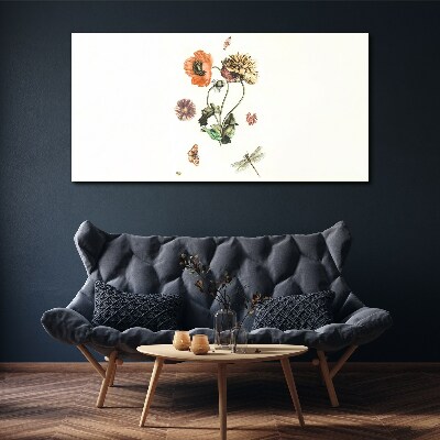 Foto op canvas Bloemmotieven met insecten