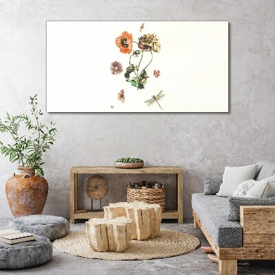 Foto op canvas Bloemmotieven met insecten