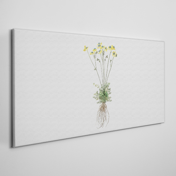 Schilderij op doek Gouden bloemen met wortels