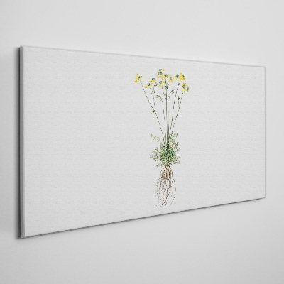 Schilderij op doek Gouden bloemen met wortels