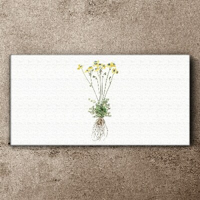 Schilderij op doek Gouden bloemen met wortels