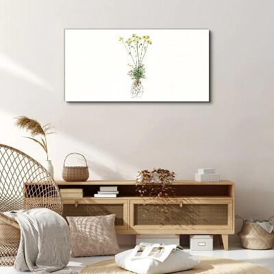 Schilderij op doek Gouden bloemen met wortels