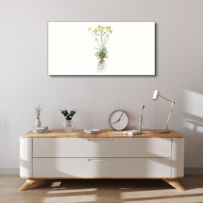 Schilderij op doek Gouden bloemen met wortels