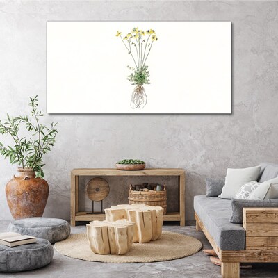 Schilderij op doek Gouden bloemen met wortels