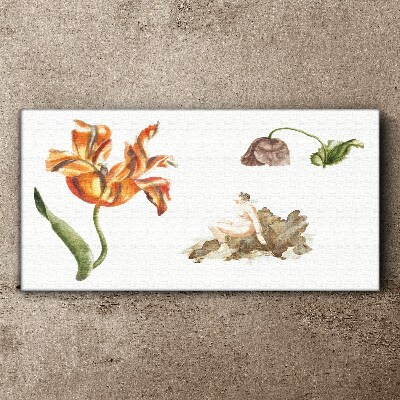 Canvas schilderij Bloemenmotieven in delicate tinten