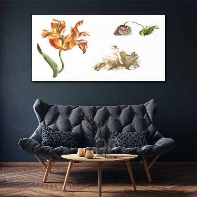 Canvas schilderij Bloemenmotieven in delicate tinten