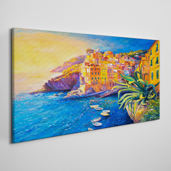 Foto op canvas Een kleurrijk stadje aan zee