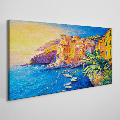 Foto op canvas Een kleurrijk stadje aan zee