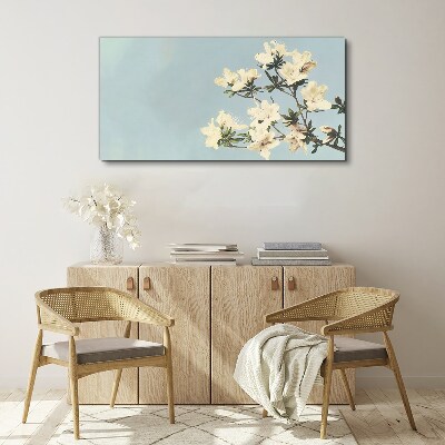 Foto op canvas Bloemencompositie op een blauwe achtergrond