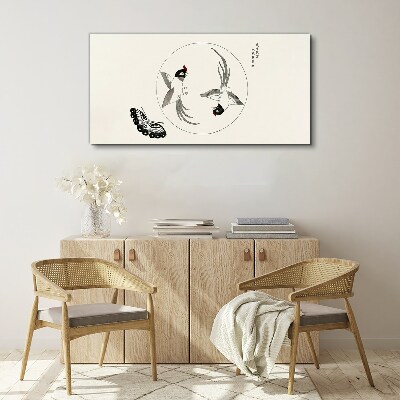 Foto op canvas Dansende vogels en een vlinder