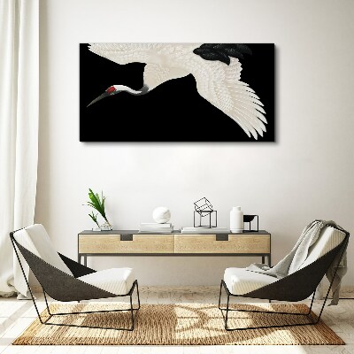 Canvas schilderij De elegantie van het witte kraanvogelsilhouet