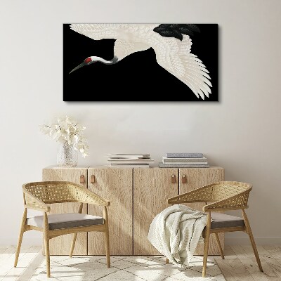 Canvas schilderij De elegantie van het witte kraanvogelsilhouet