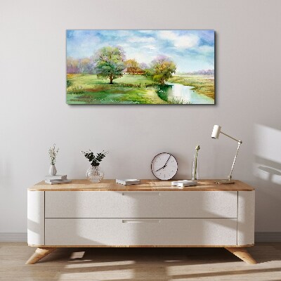 Canvas schilderij Een vredig landelijk landschap