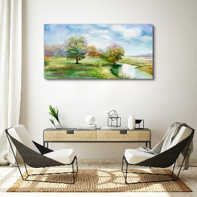 Canvas schilderij Een vredig landelijk landschap