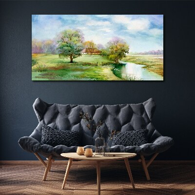 Canvas schilderij Een vredig landelijk landschap