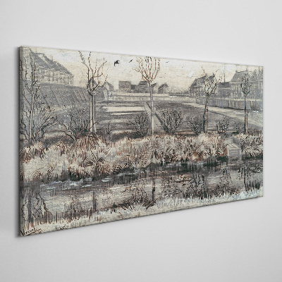 Foto op canvas Uitzicht op het dorp in de winter