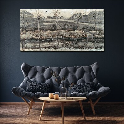 Foto op canvas Uitzicht op het dorp in de winter