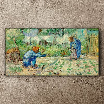Canvas schilderij Familiemomenten in de tuin