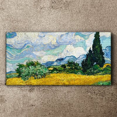 Canvas schilderij Een tarweveld onder de hemel