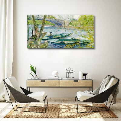Foto op canvas Een vredig landschap aan het water