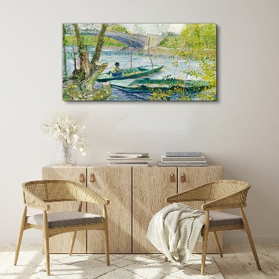 Foto op canvas Een vredig landschap aan het water