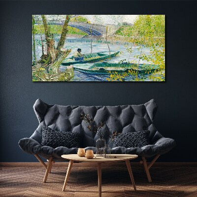 Foto op canvas Een vredig landschap aan het water