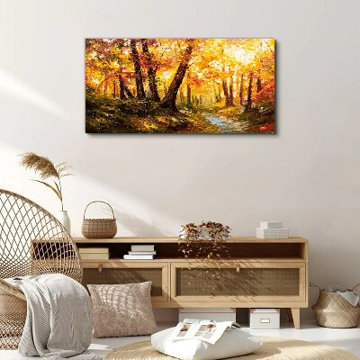 Foto op canvas Gouden bos in het zonlicht