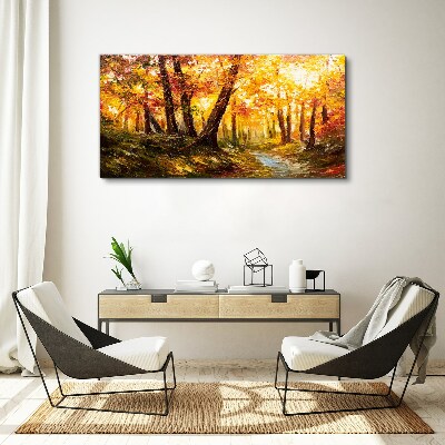Foto op canvas Gouden bos in het zonlicht