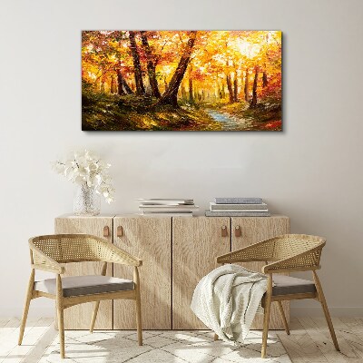 Foto op canvas Gouden bos in het zonlicht