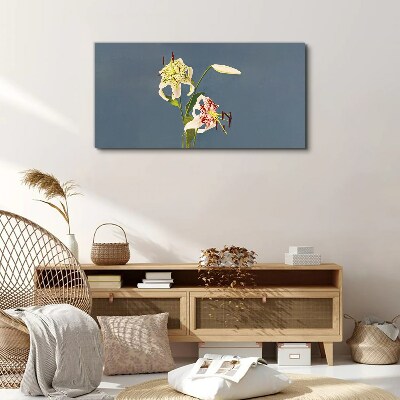 Foto op canvas Bloemen op een blauwe achtergrond