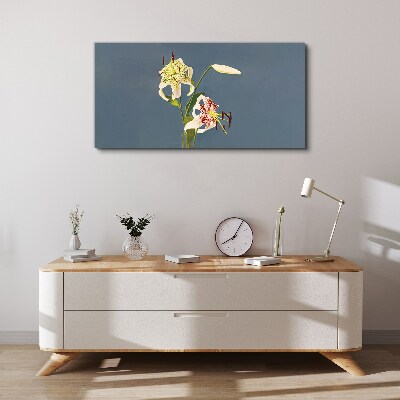 Foto op canvas Bloemen op een blauwe achtergrond