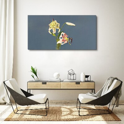 Foto op canvas Bloemen op een blauwe achtergrond