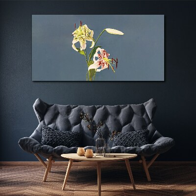 Foto op canvas Bloemen op een blauwe achtergrond