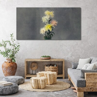 Canvas schilderij Bloemen op een grijze achtergrond