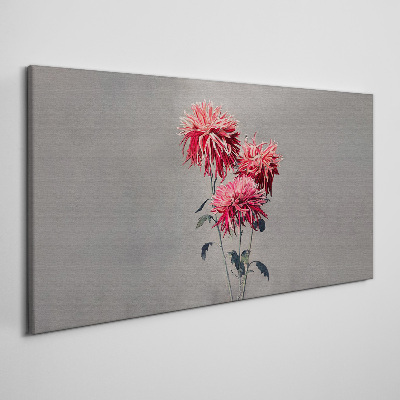 Schilderij op doek Roze bloemen op een grijze achtergrond