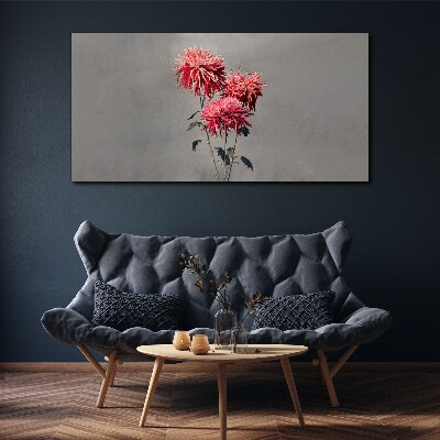 Schilderij op doek Roze bloemen op een grijze achtergrond