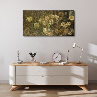 Canvas schilderij Een bloemenlandschap in aardse tinten