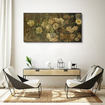 Canvas schilderij Een bloemenlandschap in aardse tinten