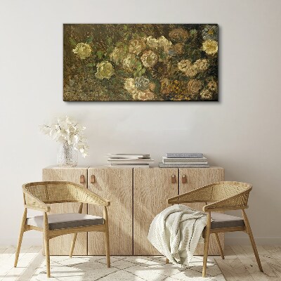 Canvas schilderij Een bloemenlandschap in aardse tinten