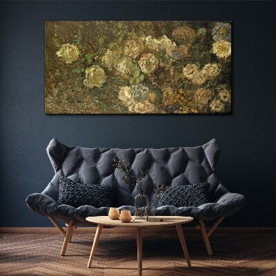 Canvas schilderij Een bloemenlandschap in aardse tinten