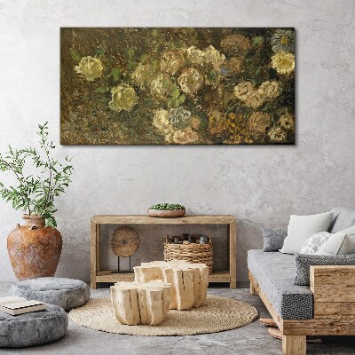 Canvas schilderij Een bloemenlandschap in aardse tinten