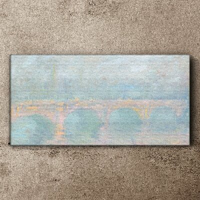 Canvas schilderij Brug in de ochtendmist