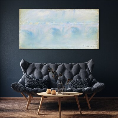 Canvas schilderij Brug in de mist