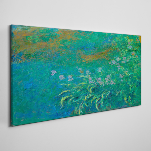 Foto op canvas Groen landschap met bloemen