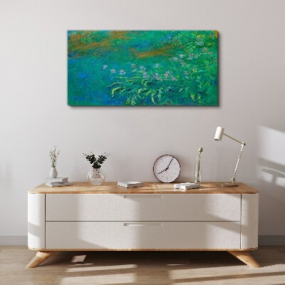 Foto op canvas Groen landschap met bloemen