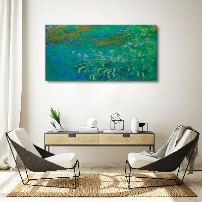 Foto op canvas Groen landschap met bloemen