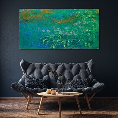 Foto op canvas Groen landschap met bloemen